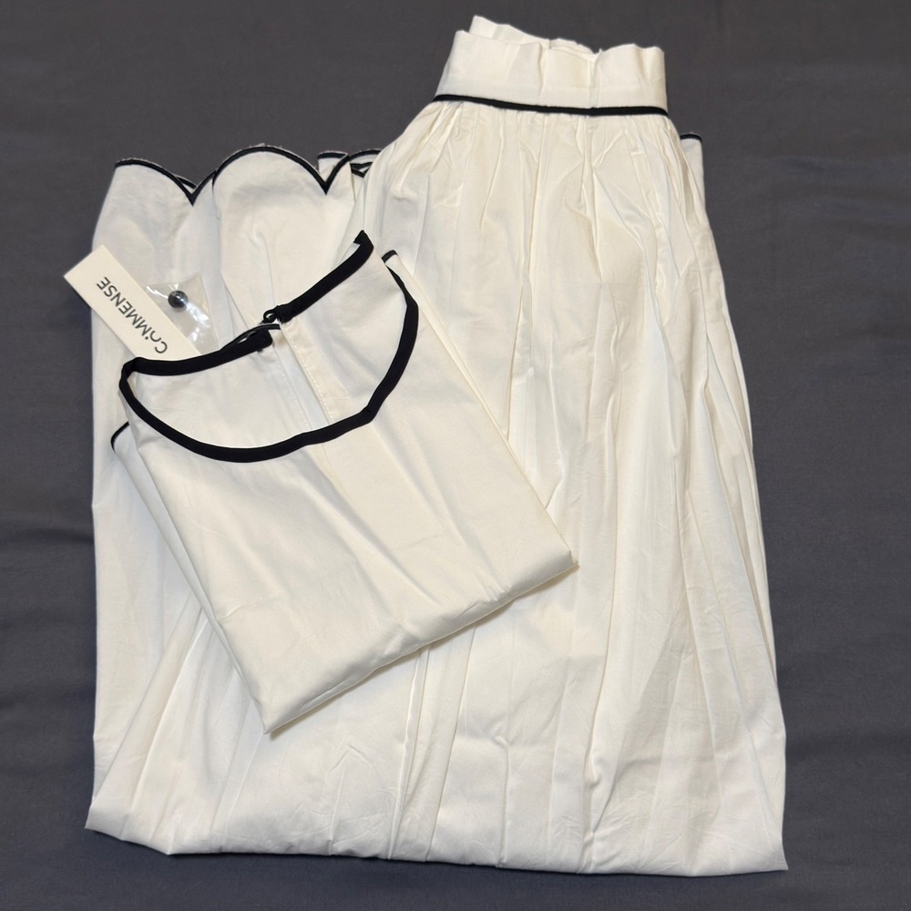 Commense Scallop Trim Color Block Sleeveless Skirt Set in Size Small - Picture 2 of 9